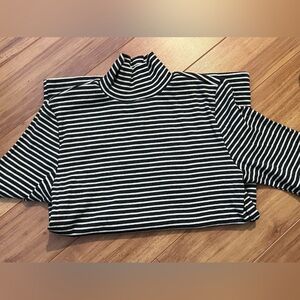 Loft striped mock neck tee